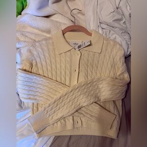 Wilfred Ivory Cable Knit Cardigan